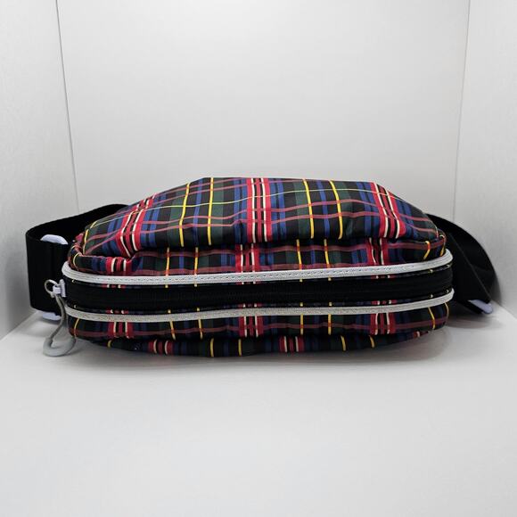 GANNI Seasonal Recycled Tech Festival Crossbody Bag Red/Black Tartan - Picture 3 of 6